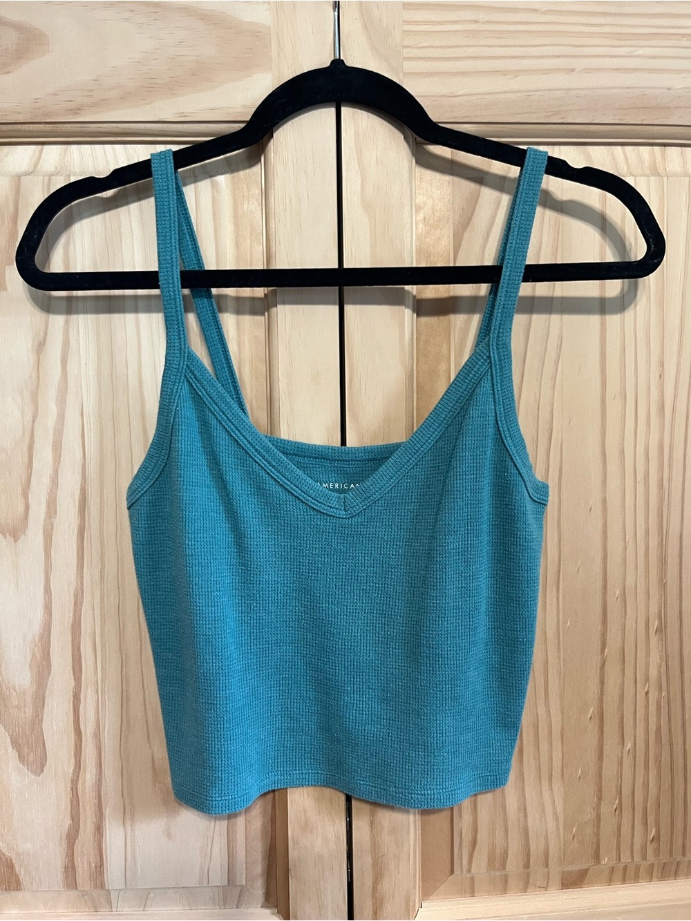 American Eagle Outfitters Teal Ribbed Crop Camisole